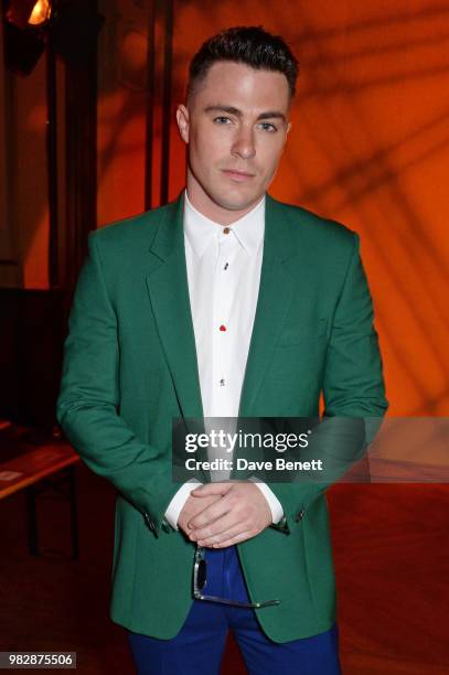 Colton Haynes, wearing Paul Smith, attends the Paul Smith SS19 Menswear Show during Paris Fashion Week at Elysee Montmartre on June 24, 2018 in...