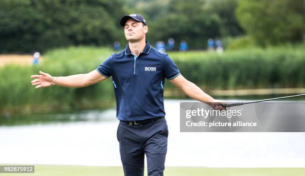 June 2018, Germany, Pulheim, Golf, Europe Tour, International Open, Singles, Men, 4th Round. German golfer Martin Kaymer reacting after his last...