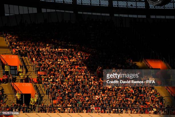 General view of the fans watching the game during the 2018 FIFA World Cup Russia group H match between Japan and Senegal at Ekaterinburg Arena on...