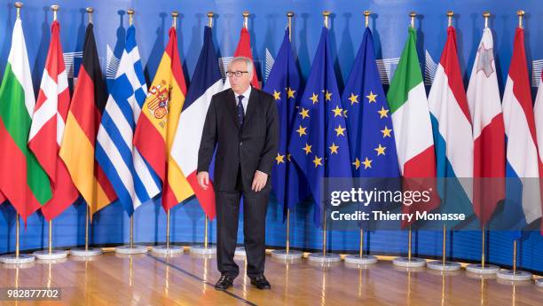 President of the European Commission Jean-Claude Juncker waits prior to an informal working meeting on migration and asylum issues in the Berlaymont,...