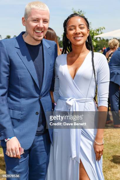 Professor Green and Yasmine Martin attend the Royal Windsor Cup polo at Guards Polo Club on June 24, 2018 in Egham, England.