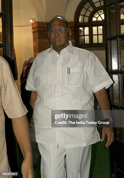 Union Agriculture minister Sharad Pawar at the all-party meeting to end the impasse over the Women's Reservation Bill on Monday, April 5, 2010.