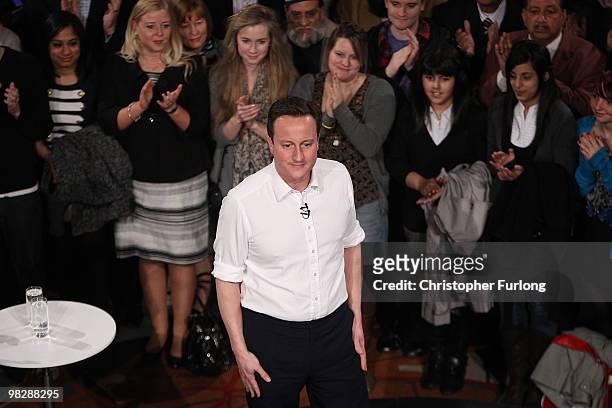Conservative party leader David Cameron speaks to party faithful at Leeds City Museum as the tory election campaign gets underway on April 6, 2010 in...