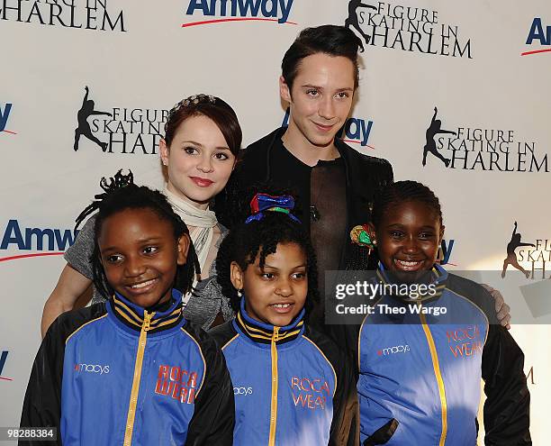 Sasha Cohen and Johnny Weir attend Figure Skating in Harlem's 2010 Skating with the Stars benefit gala in Central Park on April 5, 2010 in New York...