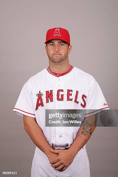 Mike Napoli of the Los Angeles Angels of Anaheim poses during Photo Day on Thursday, February 25, 2010 at Tempe Diablo Stadium in Tempe, Arizona.