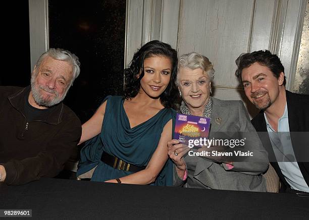 Actors Stephen Soldheim, Catherine Zeta-Jones, Angela Lansbury and Alexander Hanson promote "A Little Night Music Broadway Cast Recording" at the...