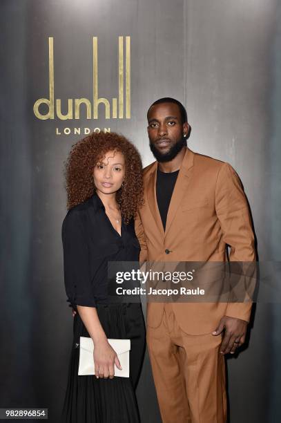 Kam Chancellor and his wife Tiffany Luce attend the Dunhill London Menswear Spring/Summer 2019 show as part of Paris Fashion Week on June 24, 2018 in...