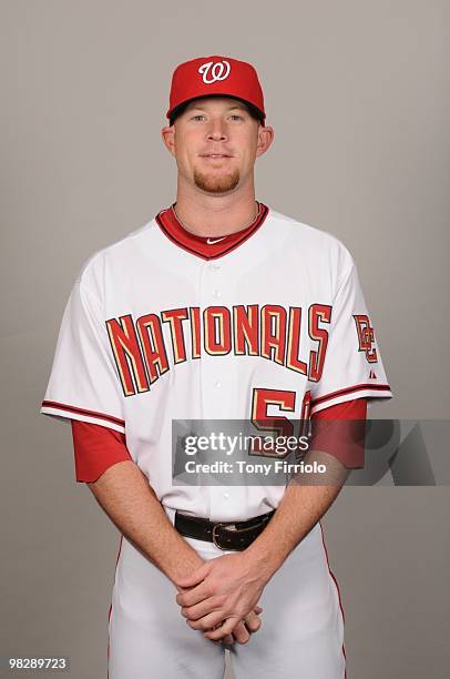 Logan Kensing of the Washington Nationals poses during Photo Day on Sunday, February 28, 2010 at Space Coast Stadium in Viera, Florida.