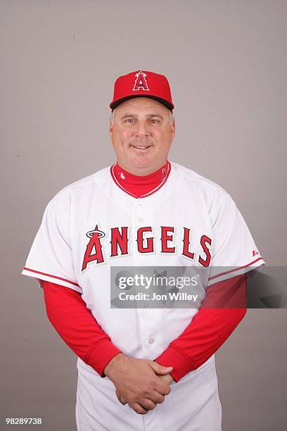 Mike Scioscia of the Los Angeles Angels of Anaheim poses during Photo Day on Thursday, February 25, 2010 at Tempe Diablo Stadium in Tempe, Arizona.