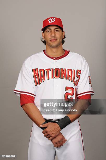 Mike Morse of the Washington Nationals poses during Photo Day on Sunday, February 28, 2010 at Space Coast Stadium in Viera, Florida.