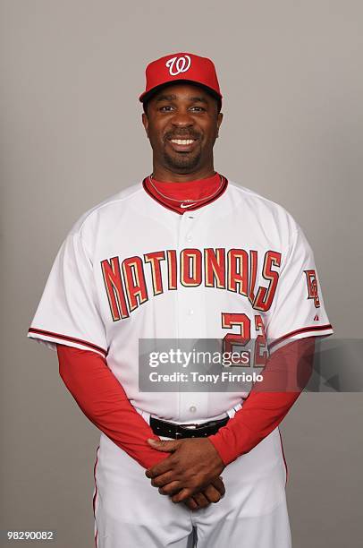 Devon White of the Washington Nationals poses during Photo Day on Sunday, February 28, 2010 at Space Coast Stadium in Viera, Florida.