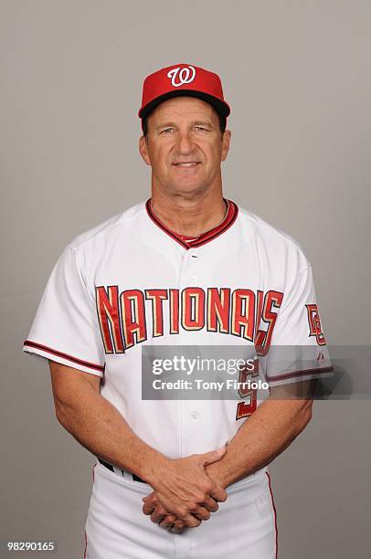 Jim Riggleman of the Washington Nationals poses during Photo Day on Sunday, February 28, 2010 at Space Coast Stadium in Viera, Florida.