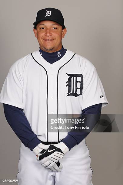 Miguel Cabrera of the Detroit Tigers poses during Photo Day on Saturday, February 27, 2010 at Joker Marchant Stadium in Lakeland, Florida.