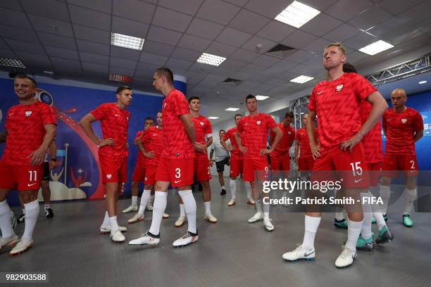 Kamil Glik of Poland looks on in the tunnel before the warm up prior to the 2018 FIFA World Cup Russia group H match between Poland and Colombia at...