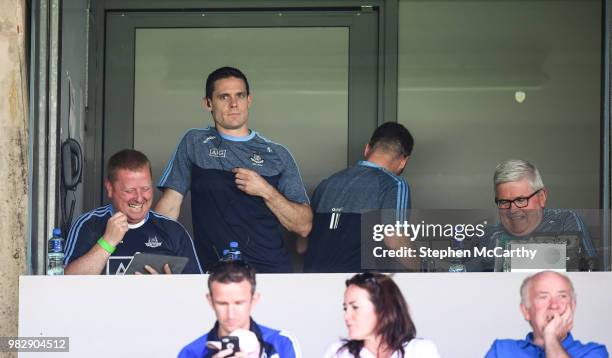 Dublin , Ireland - 24 June 2018; Injured Dublin captain Stephen Cluxton prior to the Leinster GAA Football Senior Championship Final match between...