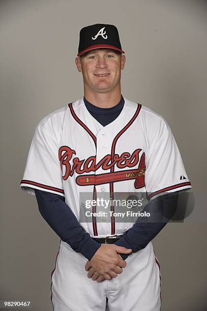 Brooks Conrad of the Atlanta Braves poses during Photo Day on Friday, February 26, 2010 at Champion Stadium in Lake Buena Vista, Florida.