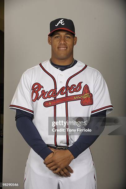 Yunel Escobar of the Atlanta Braves poses during Photo Day on Friday, February 26, 2010 at Champion Stadium in Lake Buena Vista, Florida.