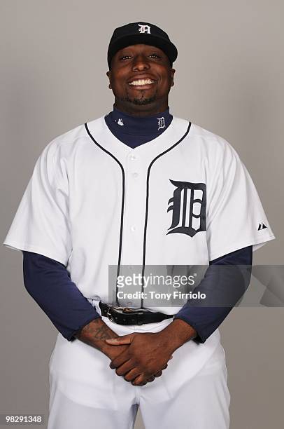 Dontrelle Willis of the Detroit Tigers poses during Photo Day on Saturday, February 27, 2010 at Joker Marchant Stadium in Lakeland, Florida.