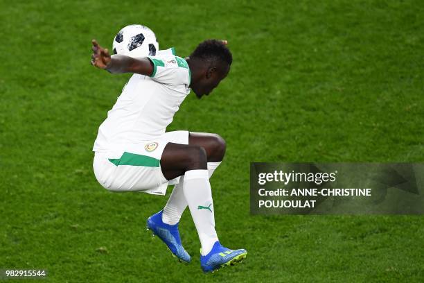 Senegal's forward Mame Biram Diouf controls the ball during the Russia 2018 World Cup Group H football match between Japan and Senegal at the...