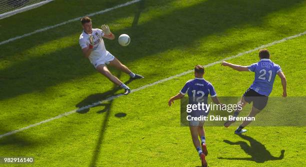 Dublin , Ireland - 24 June 2018; Jack McCaffrey of Dublin has his shot saved by Laois goalkeeper Graham Brody during the Leinster GAA Football Senior...