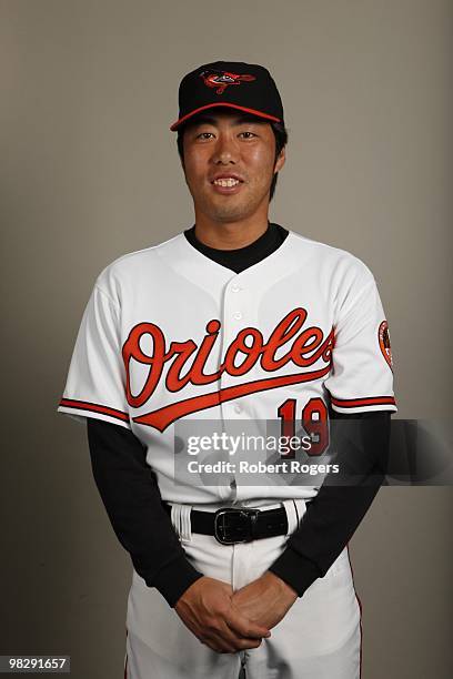 Koji Uehara of the Baltimore Orioles poses during Photo Day on Saturday, February 27, 2010 at Ed Smith Stadium in Sarasota, Florida.