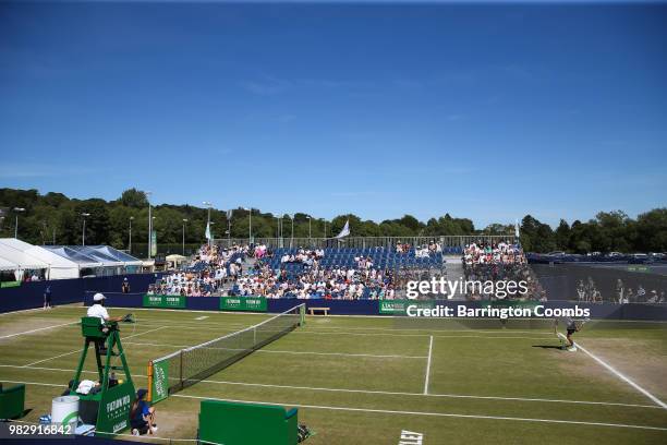 Oscar Otte of Germany and Sergiy Stakhovsky of the Ukraine get their match underway during the Men's final between Sergiy Stakhovsky of the Ukraine...