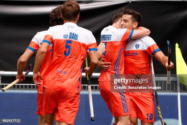 Roel Bovendeert of Holland celebrates 3-0 with Valentin Verga of Holland during the Champions Trophy match between Holland v Belgium at the...