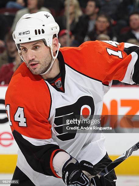 Ian Laperriere of the Philadelphia Flyers skates against the Ottawa Senators at Scotiabank Place on March 23, 2010 in Ottawa, Ontario, Canada.