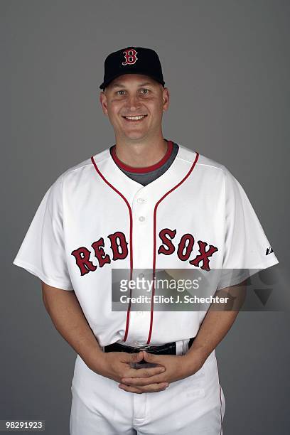 Joe Nelson of the Boston Red Sox poses during Photo Day on Sunday, February 28, 2010 at City of Palms Park in Fort Myers, Florida.