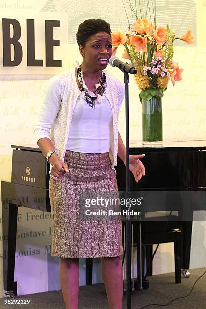 Singer Montego Glover performs at Barnes & Noble, Lincoln Triangle on April 6, 2010 in New York City.