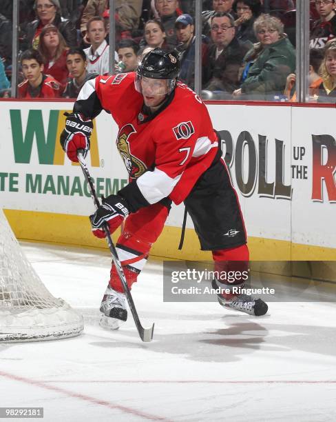 Matt Cullen of the Ottawa Senators skates against the Florida Panthers at Scotiabank Place on March 27, 2010 in Ottawa, Ontario, Canada.