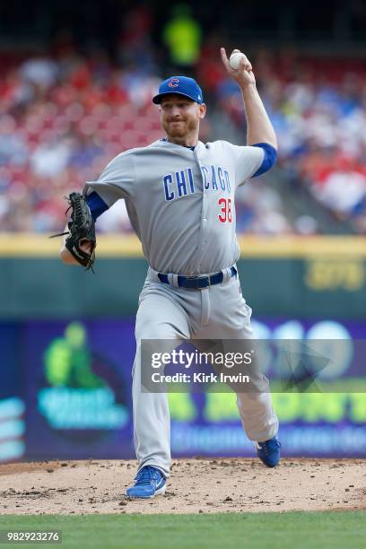 Mike Montgomery of the Chicago Cubs throws a pitch during the first inning of the game against the Cincinnati Reds at Great American Ball Park on...