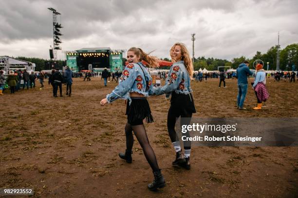 Festival goers during the third day of the Hurricane festival on June 24, 2018 in Scheessel, Germany.