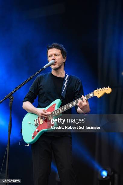 Dino Bardot of Indie rock band Franz Ferdinand during the third day of the Hurricane festival on June 24, 2018 in Scheessel, Germany.