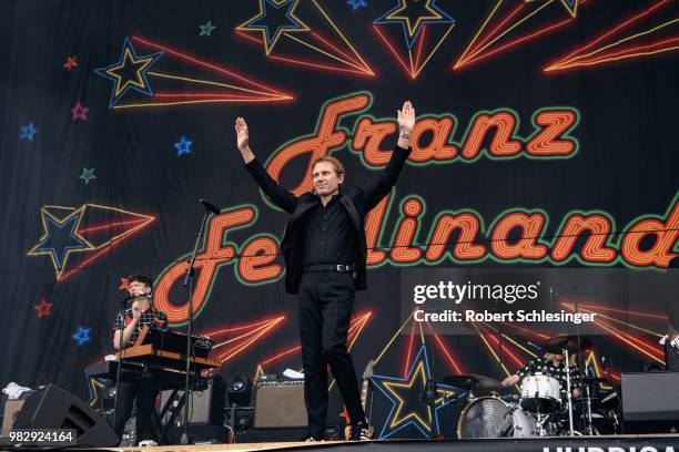 Alex Kapranos of Indie rock band Franz Ferdinand during the third day of the Hurricane festival on June 24, 2018 in Scheessel, Germany.