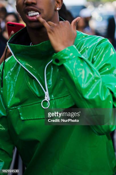 Christian Combs before the OFF White SS 2019 Fashion Show, in Paris, France, on June 20, 2018.