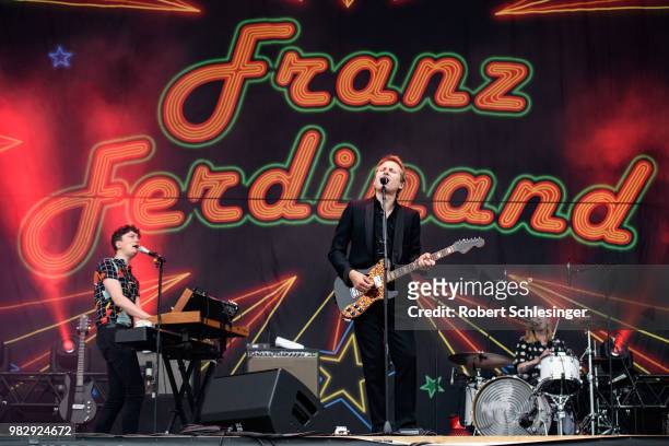 Alex Kapranos of Indie rock band Franz Ferdinand during the third day of the Hurricane festival on June 24, 2018 in Scheessel, Germany.