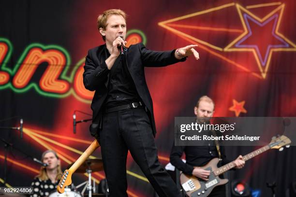 Alex Kapranos of Indie rock band Franz Ferdinand during the third day of the Hurricane festival on June 24, 2018 in Scheessel, Germany.