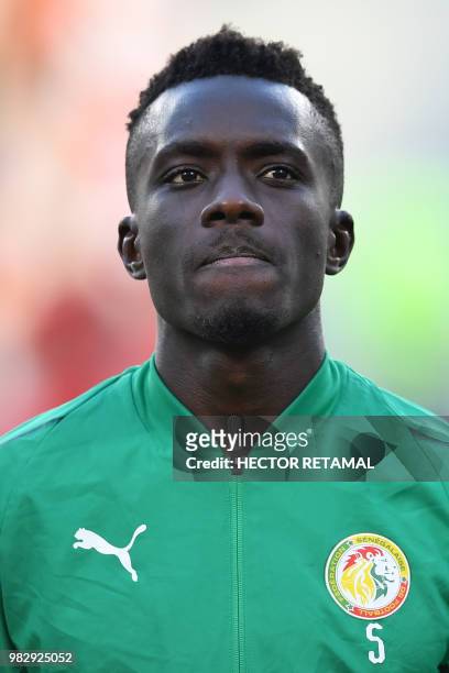 Senegal's midfielder Idrissa Gana Gueye poses for a photo before the Russia 2018 World Cup Group H football match between Japan and Senegal at the...