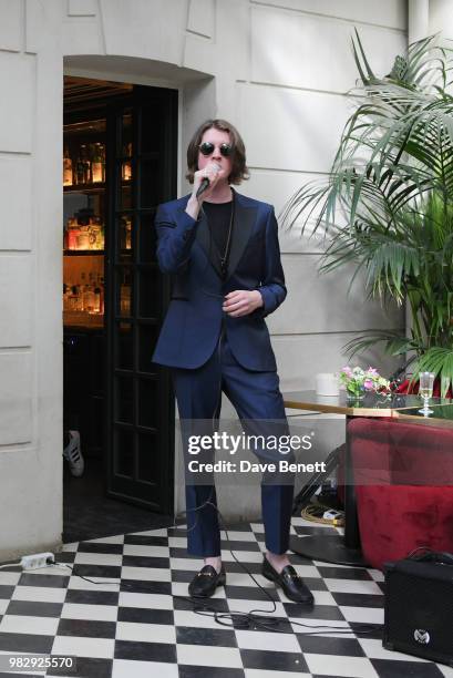 Tom Ogden of Blossoms performs at the Paul Smith SS19 VIP dinner during Paris Fashion Week at Hotel Particulier Montmartre on June 24, 2018 in Paris,...