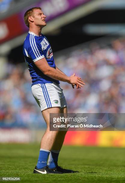 Dublin , Ireland - 24 June 2018; Donal Kingston of Laois reacts after kicking a first half free wide during the Leinster GAA Football Senior...