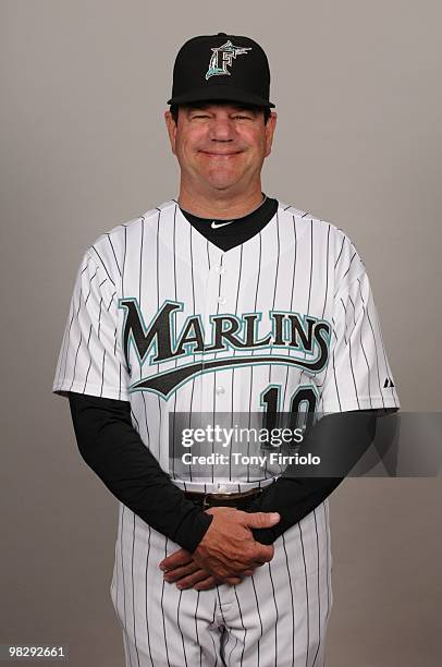 Carlos Tosca of the Florida Marlins poses during Photo Day on Sunday, March 2, 2010 at Roger Dean Stadium in Jupiter, Florida.