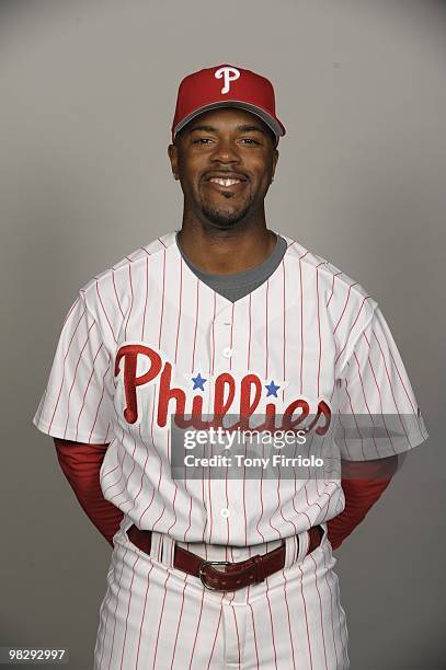 Jimmy Rollins of the Philadelphia Phillies poses during Photo Day on Wednesday, February 24 at Bright House Networks Field in Clearwater, Florida.