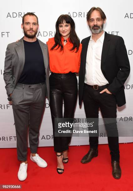 Sam Claflin, Shailene Woodley and Baltasar Kormakur attend a special screening of "Adrift" at The Soho Hotel on June 24, 2018 in London, England.