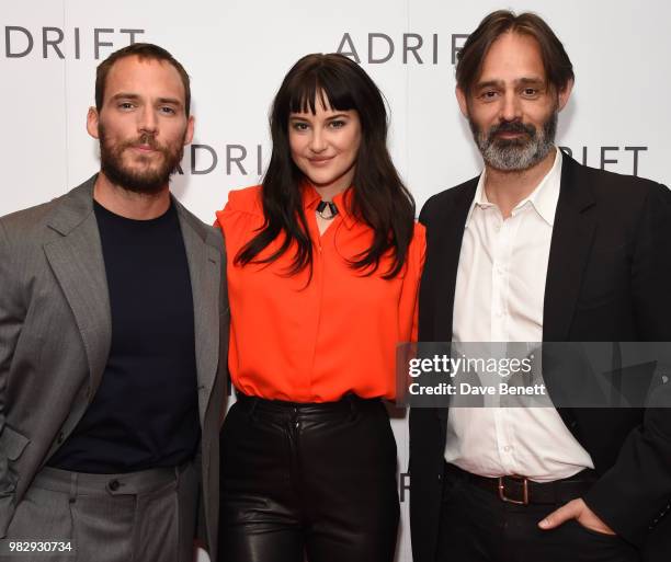 Sam Claflin, Shailene Woodley and Baltasar Kormakur attend a special screening of "Adrift" at The Soho Hotel on June 24, 2018 in London, England.