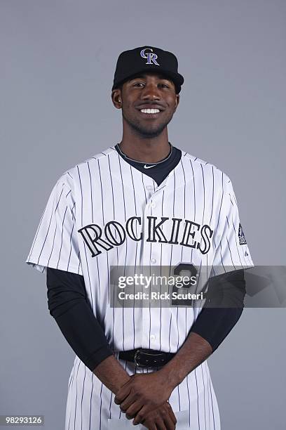 Dexter Fowler of the Colorado Rockies poses during Photo Day on Sunday, February 28, 2010 at Hi Corbett Field in Tucson, Arizona.