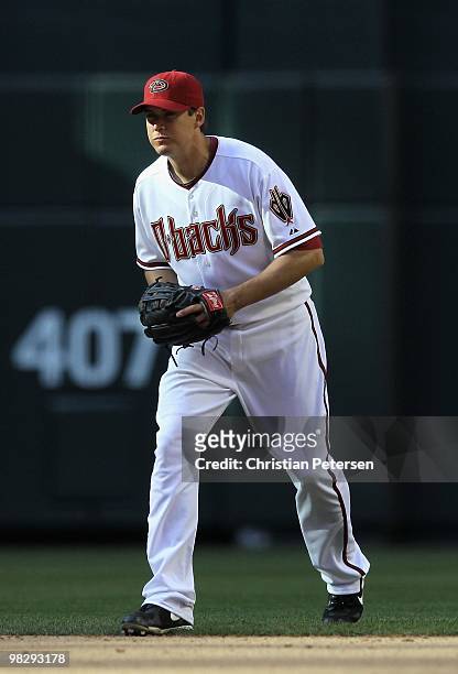 Infielder Kelly Johnson of the Arizona Diamondbacks in action during the Opening Day major league baseball game against the San Diego Padres at Chase...