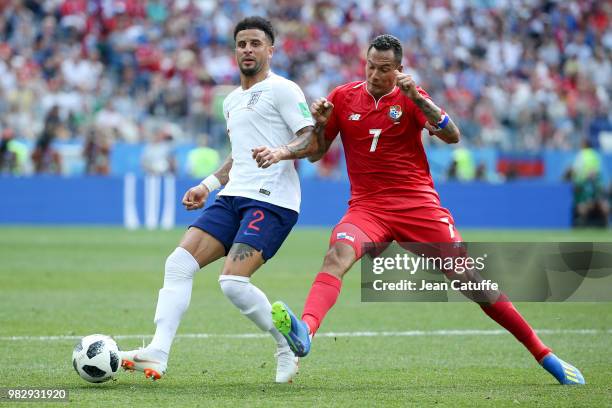 Kyle Walker of England, Blas Perez of Panama during the 2018 FIFA World Cup Russia group G match between England and Panama at Nizhniy Novgorod...