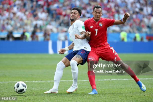 Kyle Walker of England, Blas Perez of Panama during the 2018 FIFA World Cup Russia group G match between England and Panama at Nizhniy Novgorod...