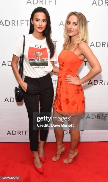 Lucy Watson and Tiffany Watson attend a special screening of "Adrift" at The Soho Hotel on June 24, 2018 in London, England.